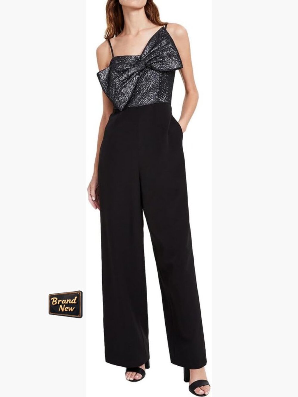 Straight Leg Jumpsuit With Bow Bodice, Size 14, Maxi Length, Sleeveless